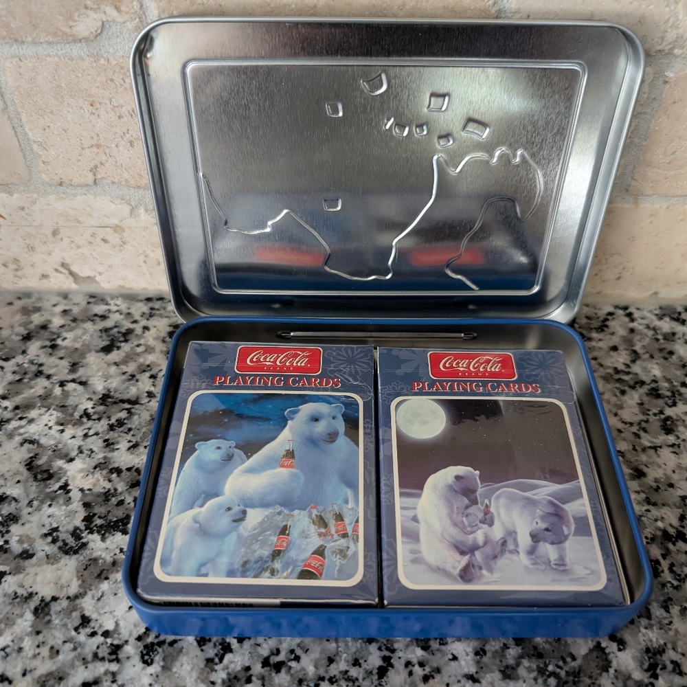 Coca-Cola Polar Bear Playing Cards in Blue Tin
